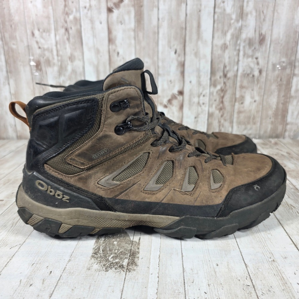 Oboz Bridger Mid B-DRY Mens 13 Waterproof Hiking Boots Walnut Brown Leather